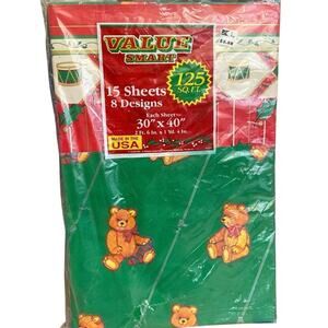 VTG NOS Cleo Christmas Wrapping Paper 125Sq/Ft Flat Gift Wrap 15 Sheets 8Designs